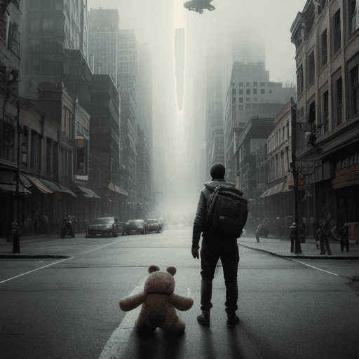 AI generated: movie poster, (action packed:1.3), (haze, fog, mist:1.3), chiaroscuro, post-apocalyptic panoramic de...