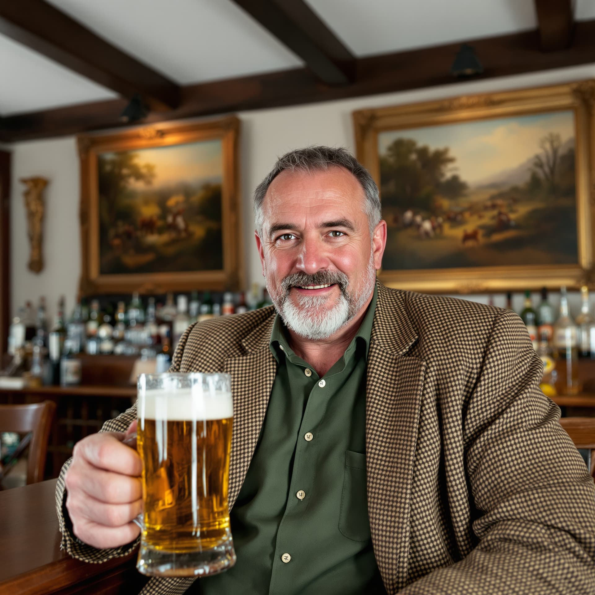 AI generated: Professional photographic portrait of a distinguished 52-year-old English gentleman with short dark ...