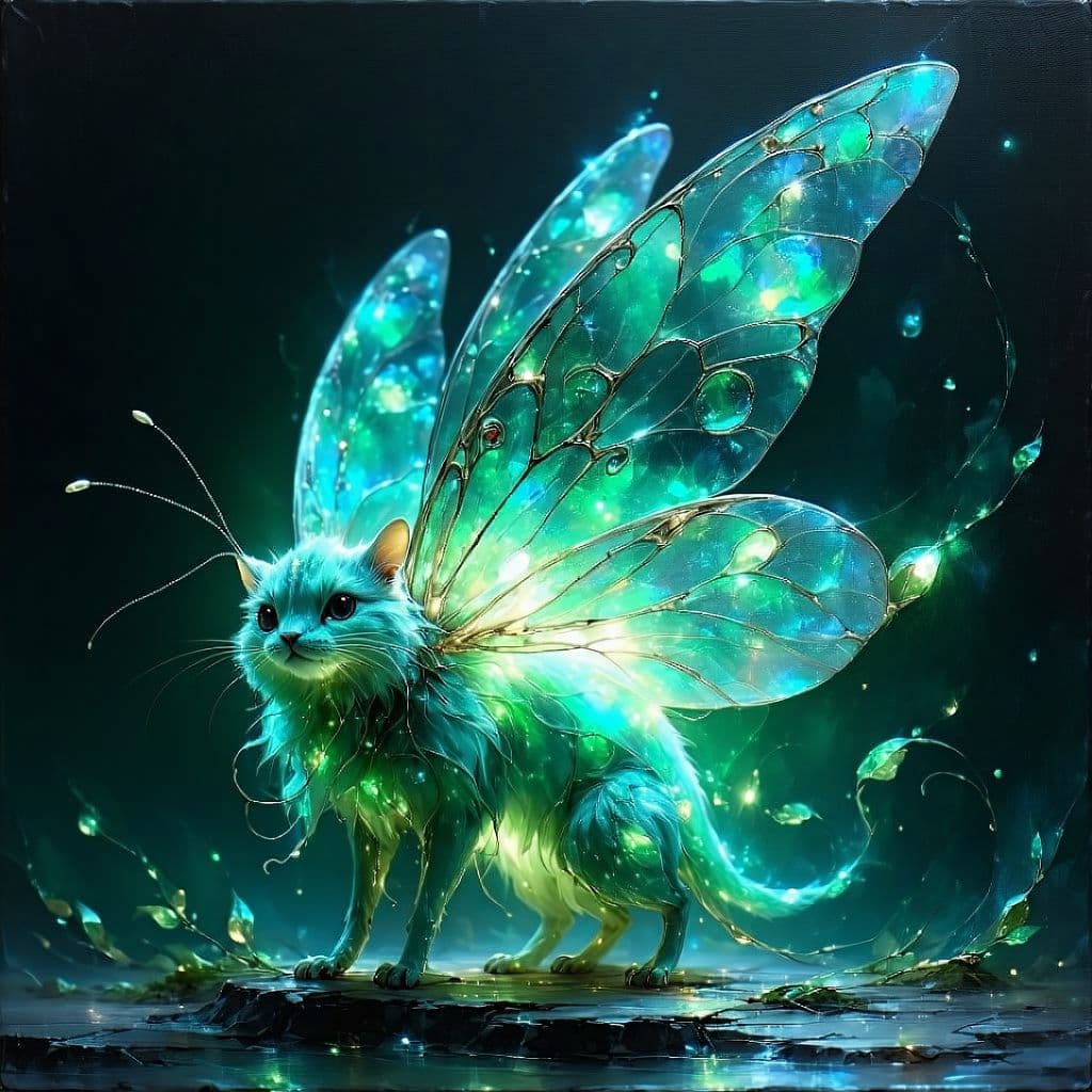 AI generated: A mesmerizing creature from ancient folklore, this mythological bioluminescent being is depicted in ...