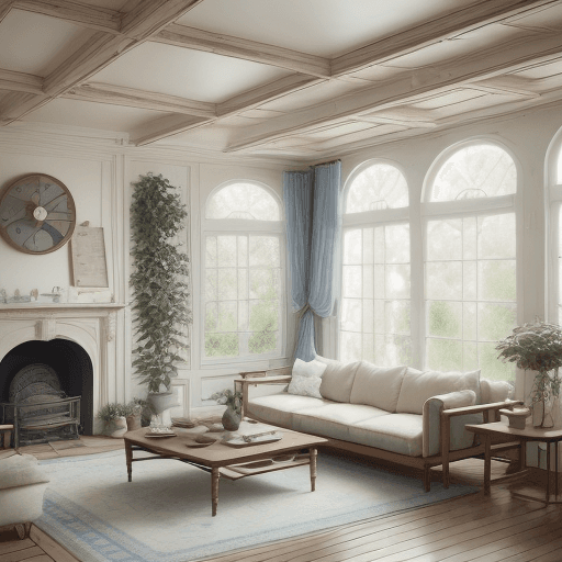 AI generated: High resolution photography interior design, dreamy sunken living room conversation pit, wooden floo...
