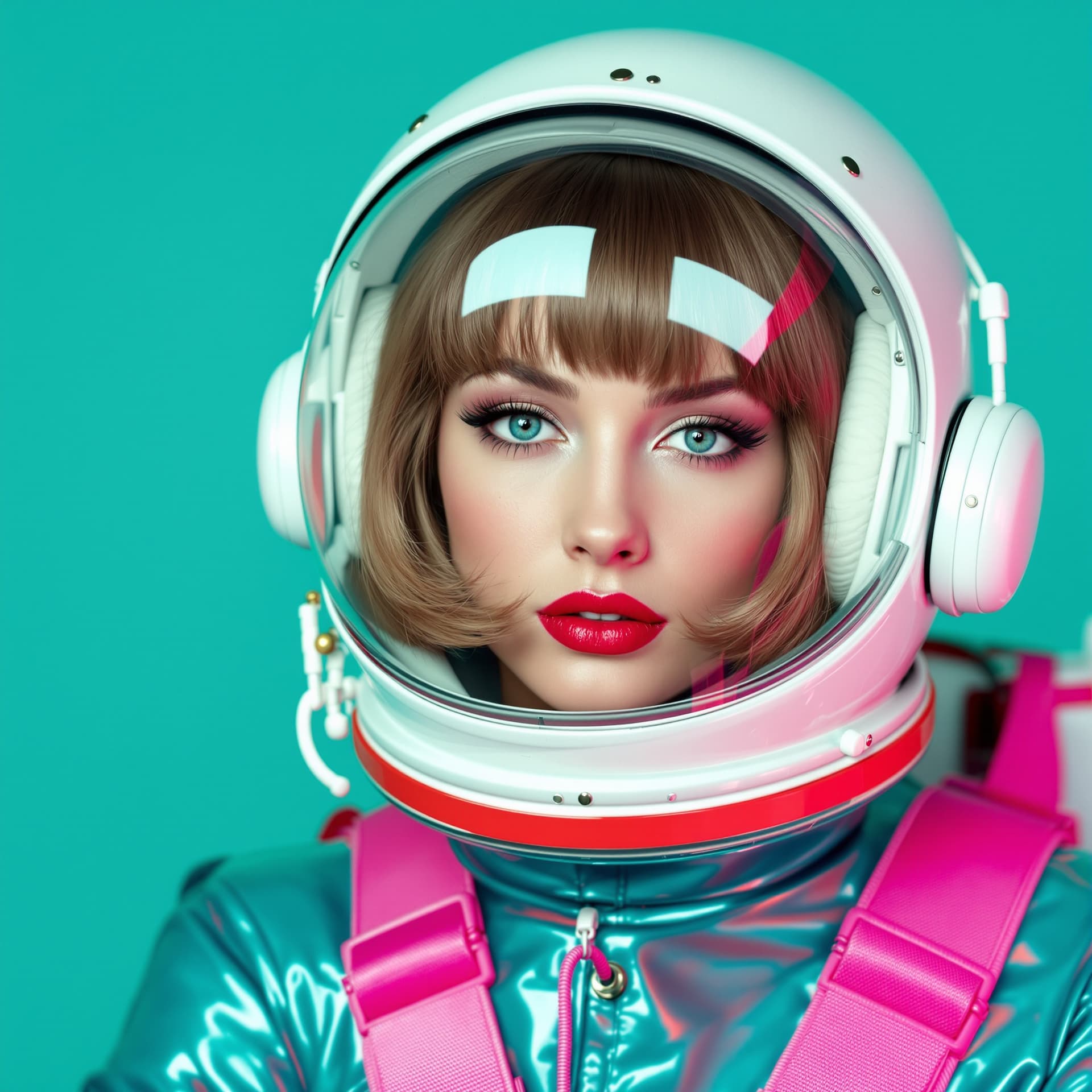 AI generated: This is a highly detailed, digitally enhanced photograph featuring a woman mature gorgeous in a retr...