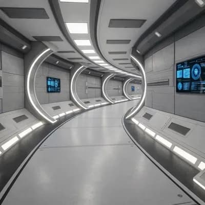 AI generated video: Slow pan around the room, leaving the area, escaping. Looking around the area. Slight shake (VERY su...