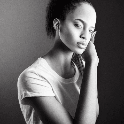 AI generated: full body portrait, real person, woman, light skin, mock-up, white t-shirt color, stylished outfit, ...