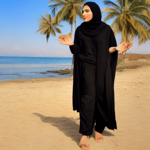 AI generated: Create a realistic style photograph of gorgeous pakistani Muslim woman wearing a black color hijab, ...