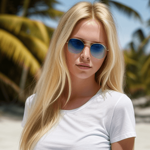 AI generated: A photorealistic portrait of a 25-year-old American girl with long, flowing blonde hair and striking...