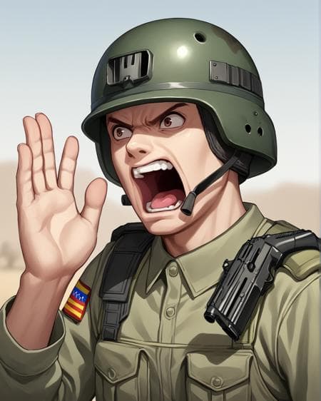 Hand up calling out/shouting - Image 3