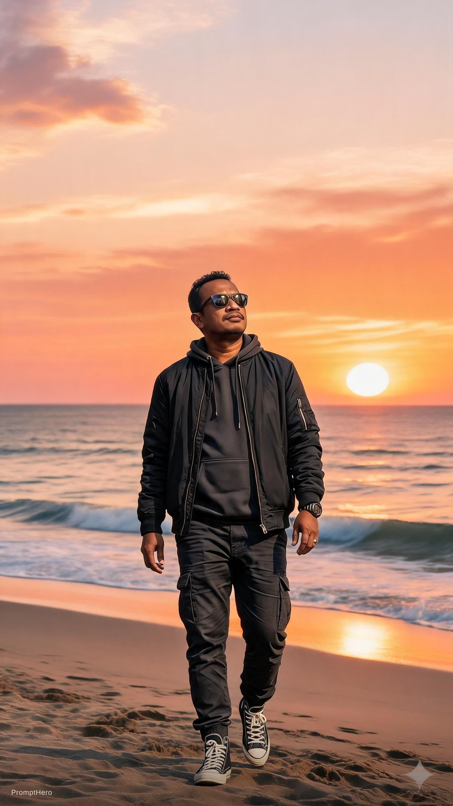AI generated: a beautiful sunset over beach