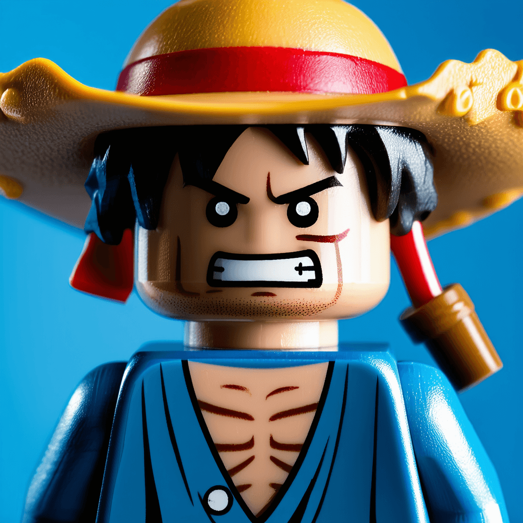 AI generated: mecro shot, Lego one piece, artistic color variations, GF32-64mm f/4 lens, studio lights