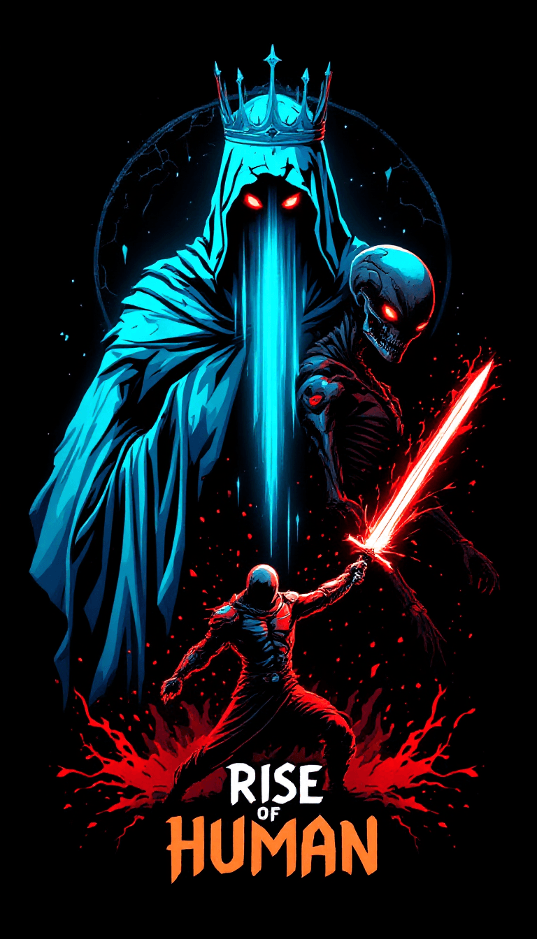 AI generated:  T-shirt graphic with transparent background. A gothic gaming scene showing four pixel avatars: 1) a...
