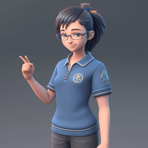 AI generated: a 15 year old young student avatar, standing, 3d animation, 4k, 8k, happy, studious, with glasses
