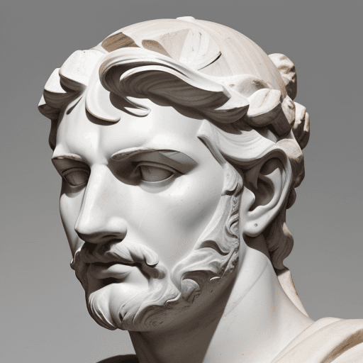 AI generated: greek sculpture, head of Hadrian, close up, grey background --ar 71:129 --stylize 750 --v 6
