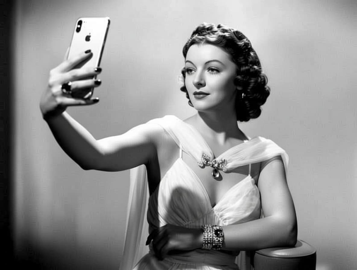 AI generated: this subject taking a selfie with a high-quality iPhone camera 