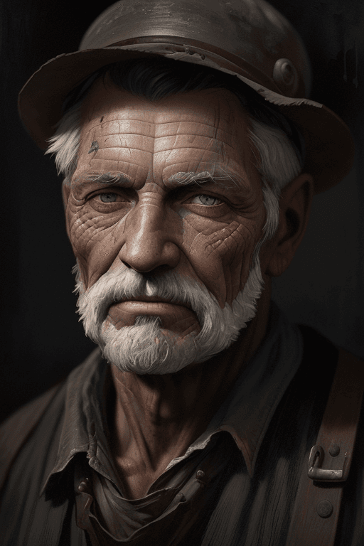 AI generated: a portrait of an old coal miner in 19th century, beautiful painting with highly detailed face by gre...