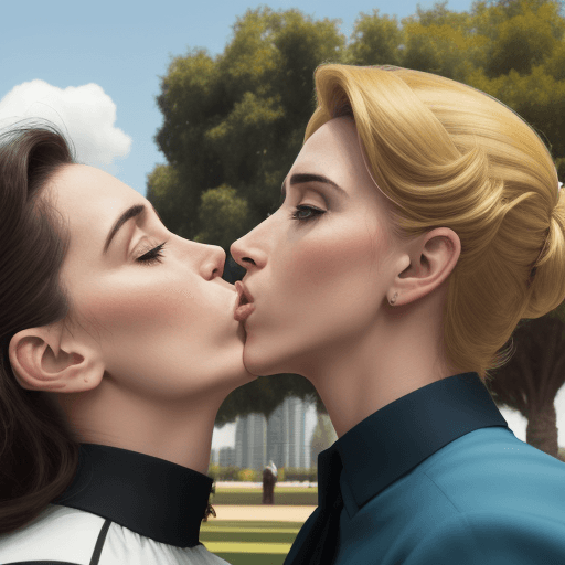 AI generated: Torres y Pari dandose un beso en el parque


