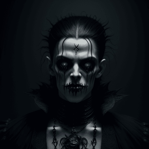 AI generated: A goth macabre grotesque male wearing occult attire, horror, dark, intricate design and details, dra...