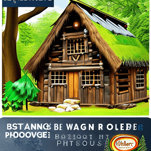 AI generated: Create an image depicting Oliver, the kind-hearted orc, standing in front of his cozy woodland cabin...