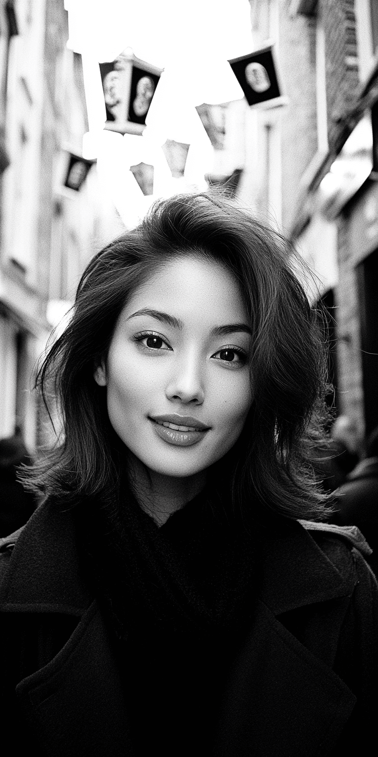 AI generated: Black and white street photography of an attractive woman on the streets of London, shot by arriflex...