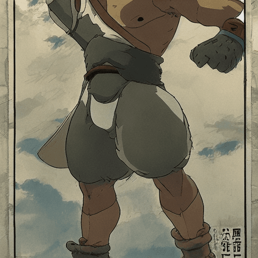 AI generated: strong young man hitting the gym, by Miyazaki, Nausicaa Ghibli, Breath of The Wild, epic composition...