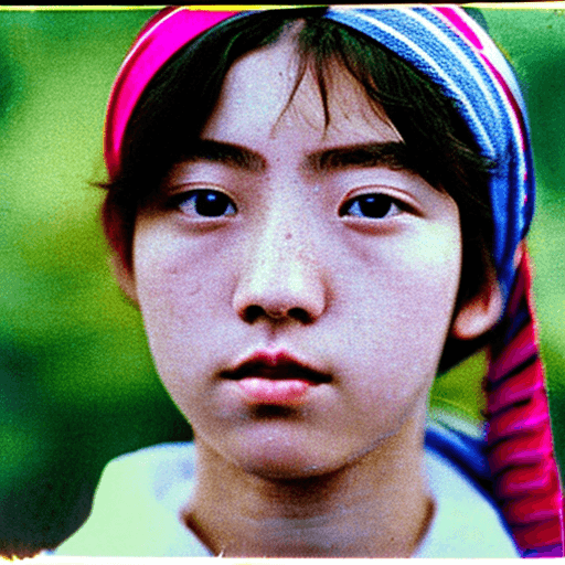 AI generated: sperm on a teenage girl of japan descent with striking rainbow eyes stares at the camera with a deep...