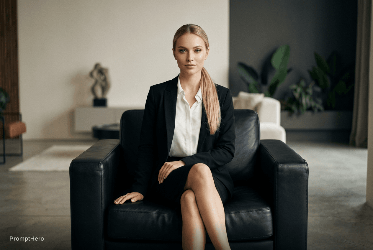 AI generated: Character: A fictional young adult woman passing a job interview for a model campaign, ready for any...