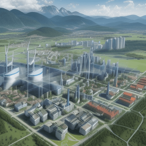 AI generated: Imagina a digitally networked district in Bavaria look like in 2030 that is powered entirely by rene...