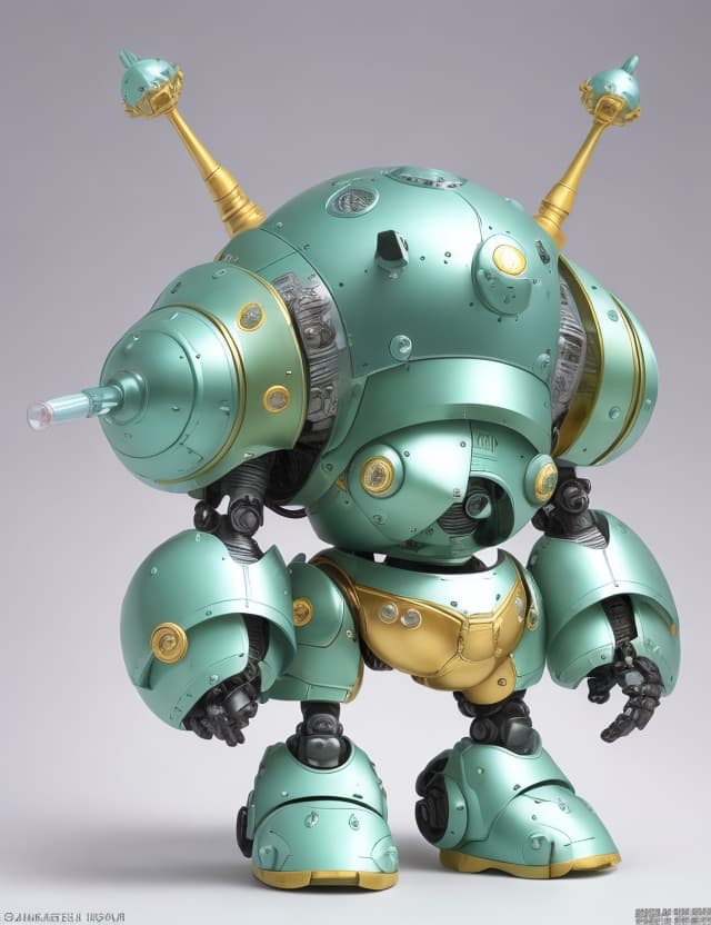 AI generated: (((a cute large armor robot , The head and body all in one ,2 arm , small hand, 2 leg,big feet, very...