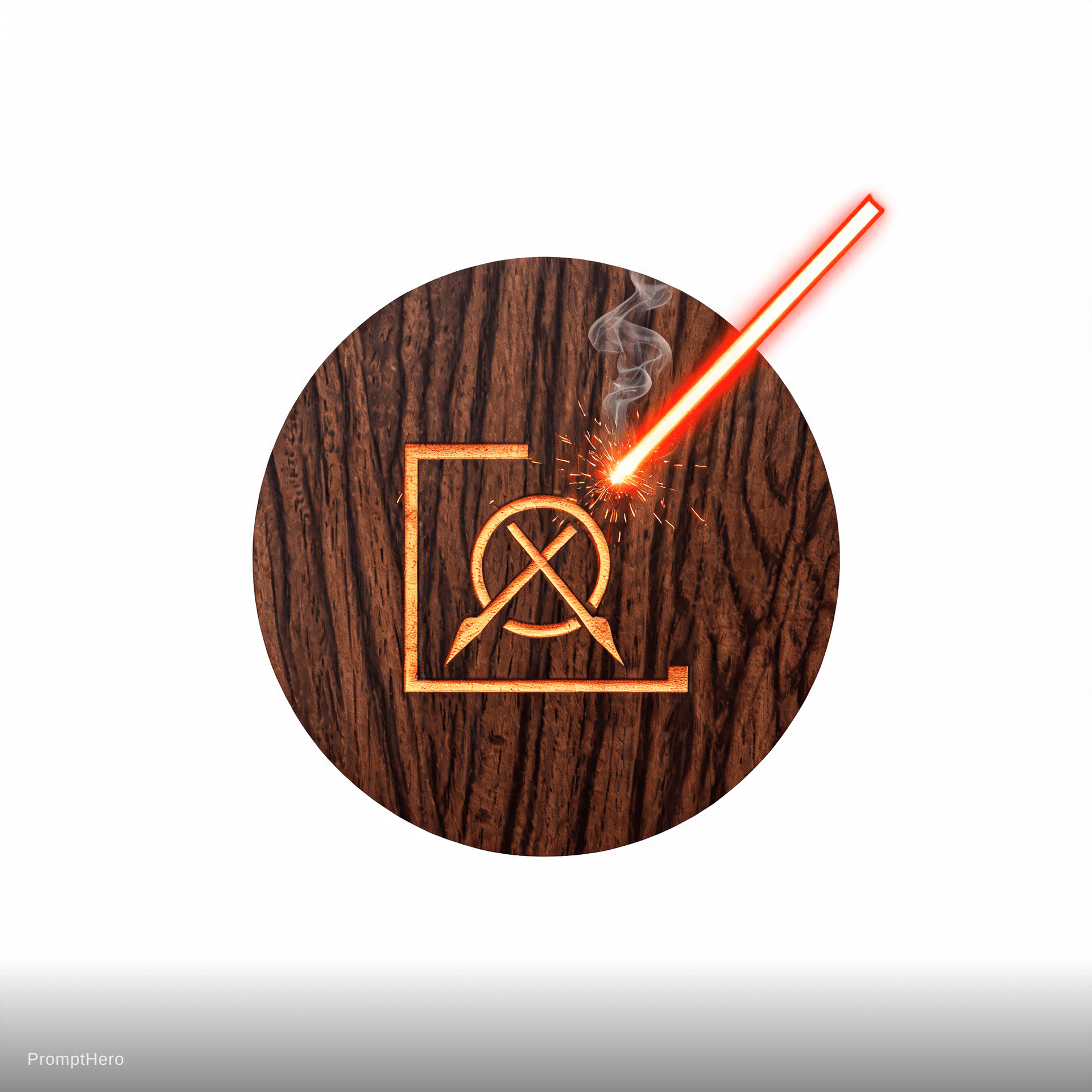 AI generated: Create a premium and eye-catching logo for a woodworking and laser engraving brand. The logo must re...