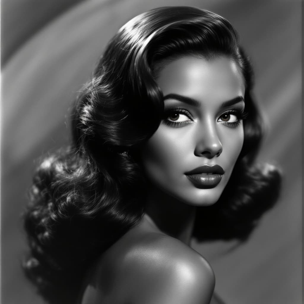 AI generated: classic female movie star of the golden age of Hollywood style. 1940's silver screen classic Hollywo...