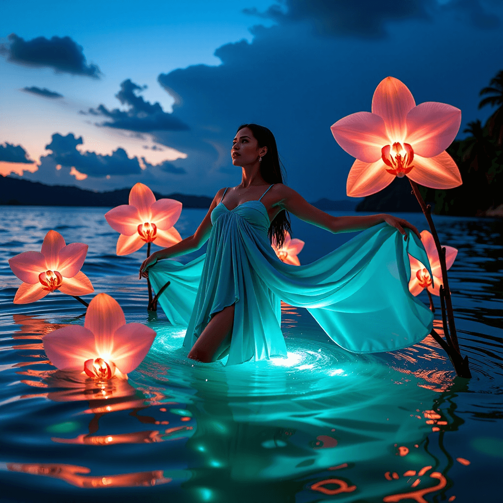 AI generated: A DSLR-quality, 8K triple exposure photograph capturing an ethereal dancer as if emerging from a tro...