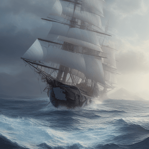 AI generated: Photo of a ultra realistic sailing ship, dramatic light, pale sunrise, cinematic lighting, battered,...