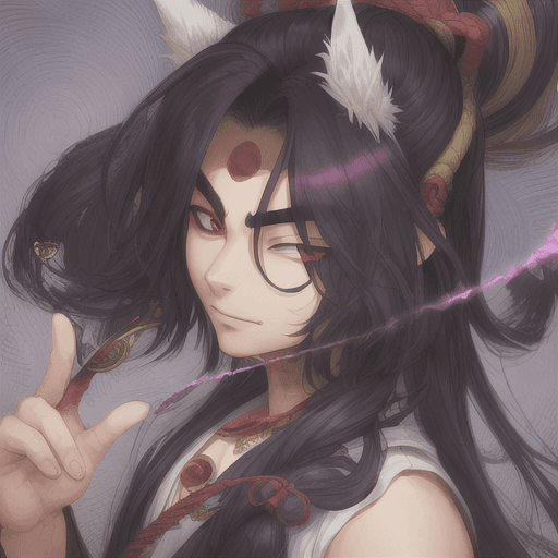 AI generated: portrait of asian boy with curvy hair, evil eye, realistic