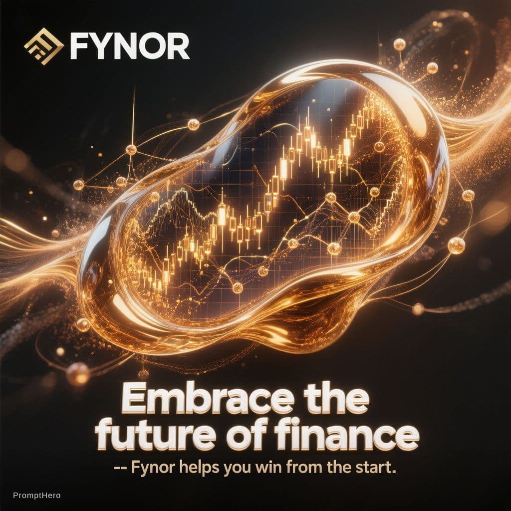 AI generated: Create a sleek, futuristic financial-themed advertisement featuring a dark background with a central...