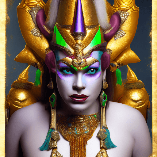 AI generated: High resolution photography of a female deity named Shirne, the Party Animal