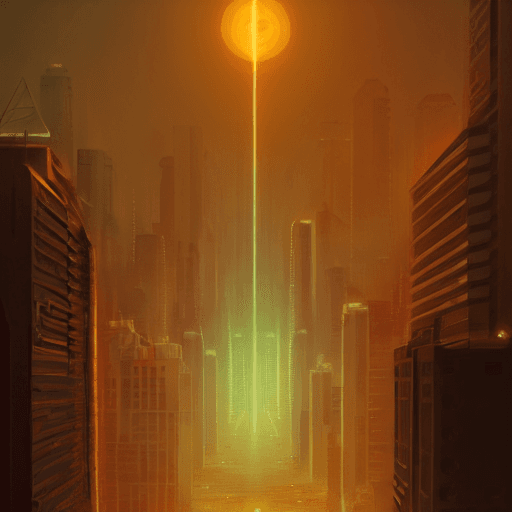 AI generated: zoomed out night lights alien megacity background inspired by artist yuri shwedoff on artstation
