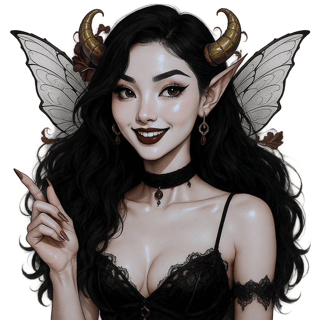 AI generated: She embodies a "naughty fairy" essence with a sultry yet playful expression.