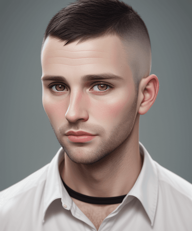 AI generated: lifestyle photography, male 33 years old, kind, European appearance, unshaven, crew cut, oval face, ...