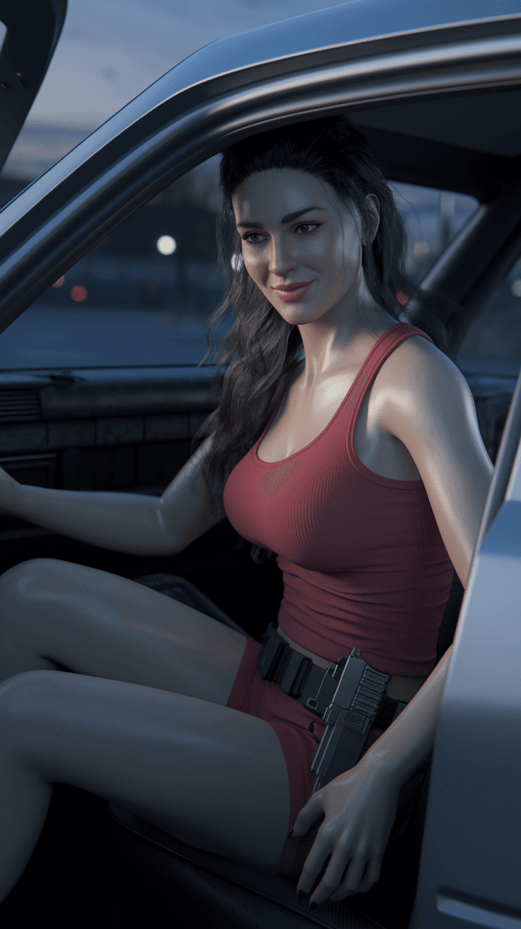 AI generated: full body portrait woman a powerful and dignified portrait ,A woman inside a car as an FBI undercove...