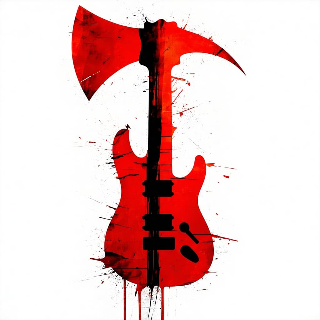 AI generated: A high-resolution logo featuring a purely abstract, symbolic axe-inspired form painted in solid vivi...