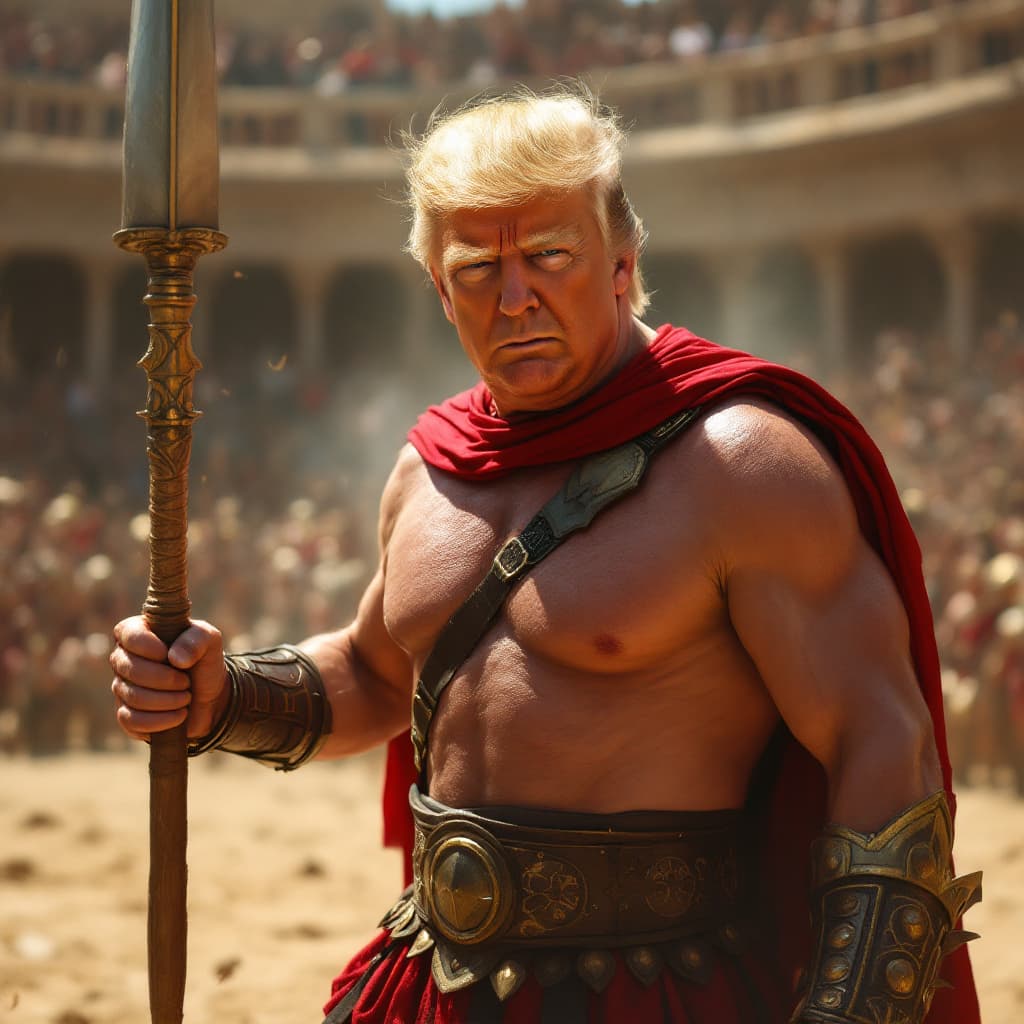AI generated: trump is gladiator 