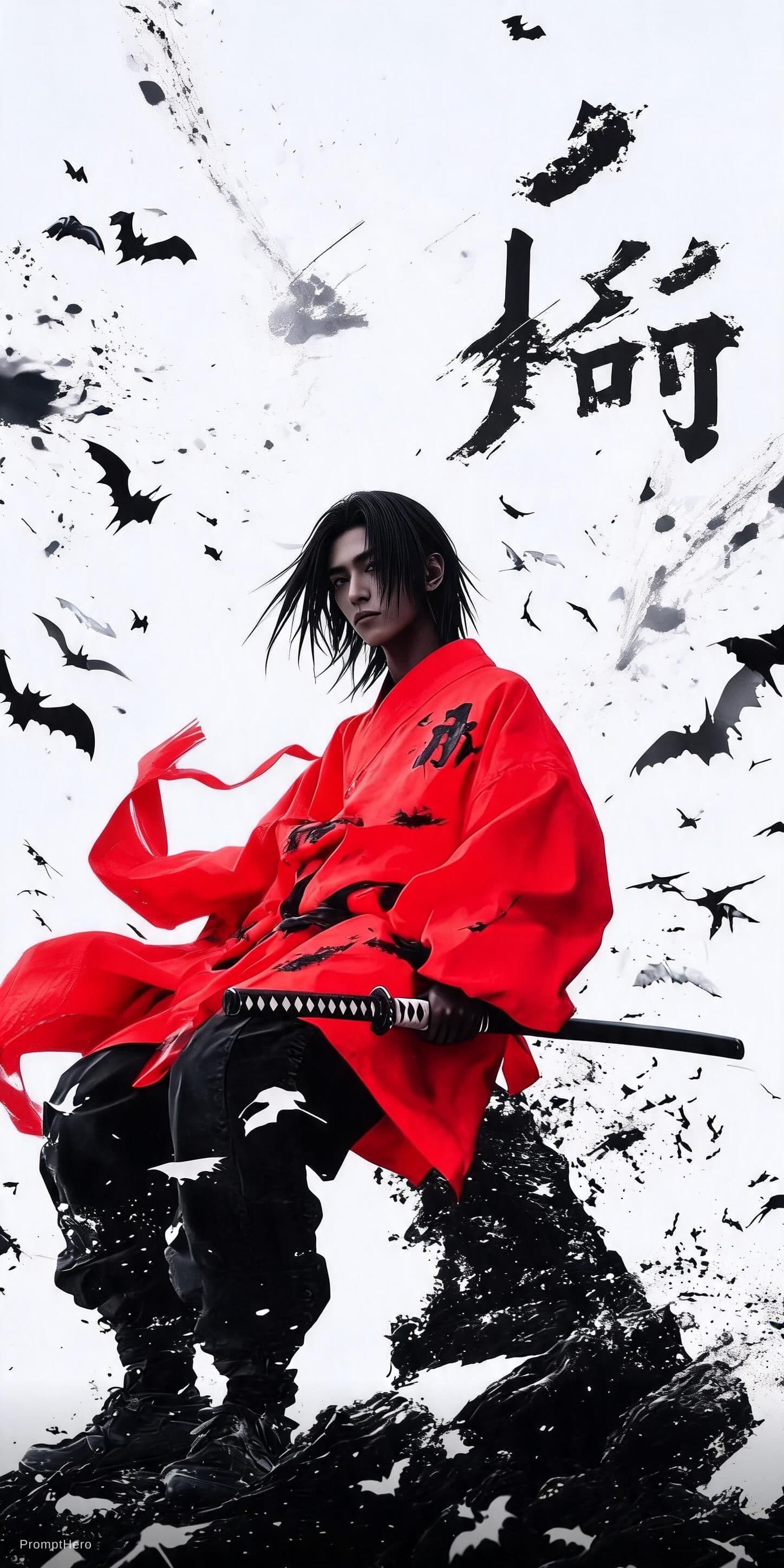 AI generated: Transform the reference image into a premium cinematic fashion advertisement. The samurai-inspired c...