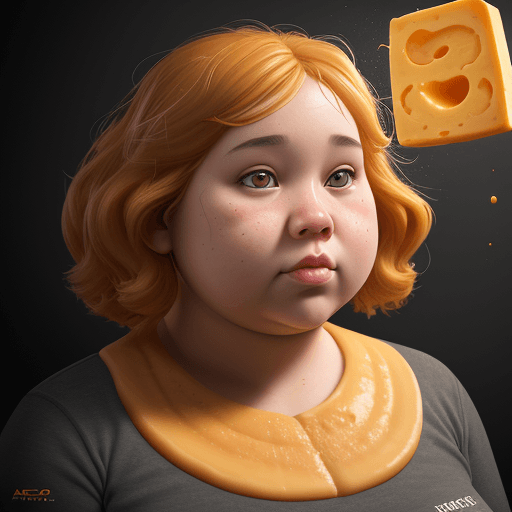 AI generated: Girl made of cheddar. made of cheese, brown eyes, cheese, humanoid, fat, overweight, fat face, beaut...