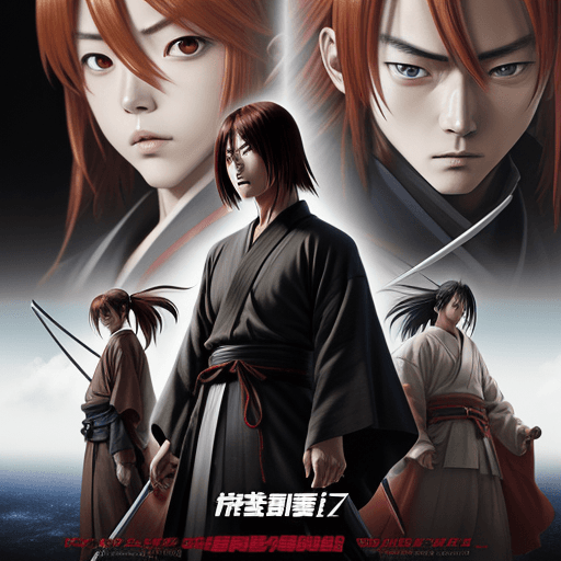 AI generated: anime action movie poster, Himura Kenshin, in the style of Nobuhiro Watsuki --ar 1:2 --stylize 750 -...