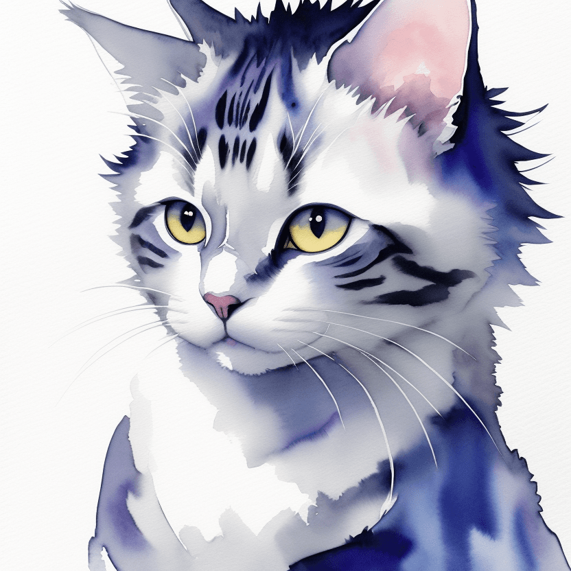 AI generated: cat prince portrait, watercolor painting on white background