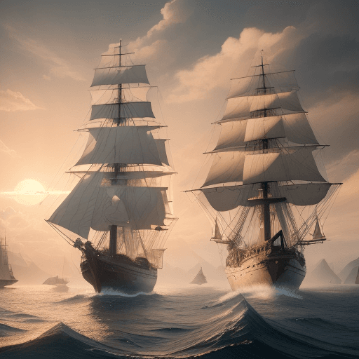 AI generated: Photo of a ultra realistic sailing ship, dramatic light, pale sunrise, cinematic lighting, battered,...