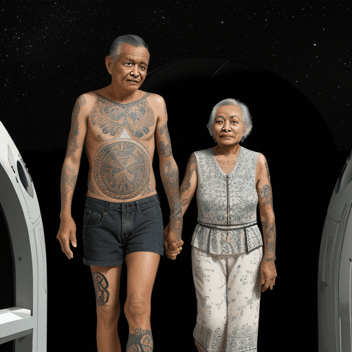AI generated: An old couple the male being Filipino the woman Italian. The woman is about a head height shorter. C...