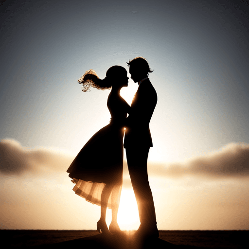 AI generated: This is a silhouette of a woman and a man between whom strong love is felt

