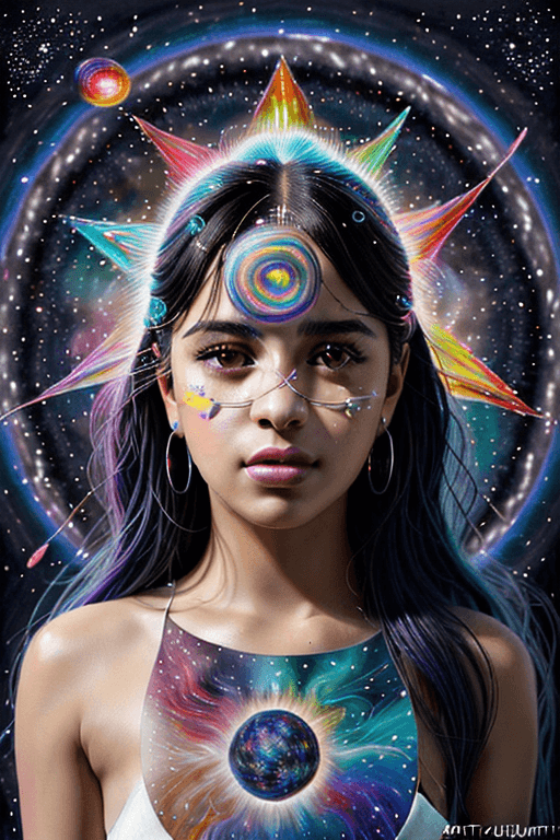 AI generated: ultra realistic photo portrait of (camilacabello:1.2) cosmic energy, colorful, painting burst, beaut...