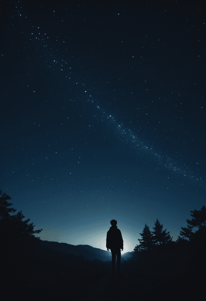 AI generated: Starry night sky,dynamic lights,fantasy