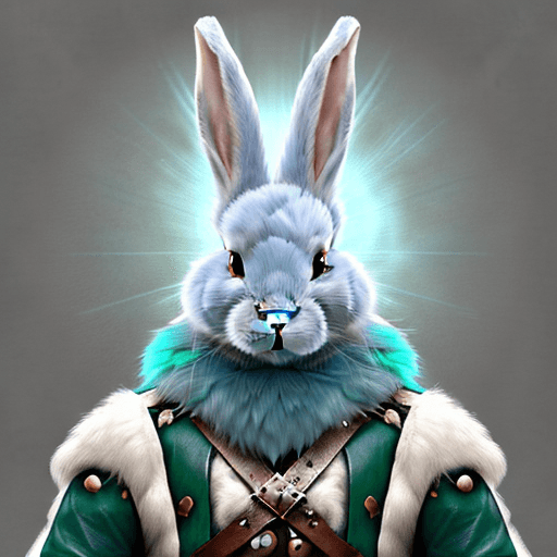 AI generated: male d&d harengon, male dnd rabbitfolk :: white fur with light blue tipped ears, bright, swashbuckle...