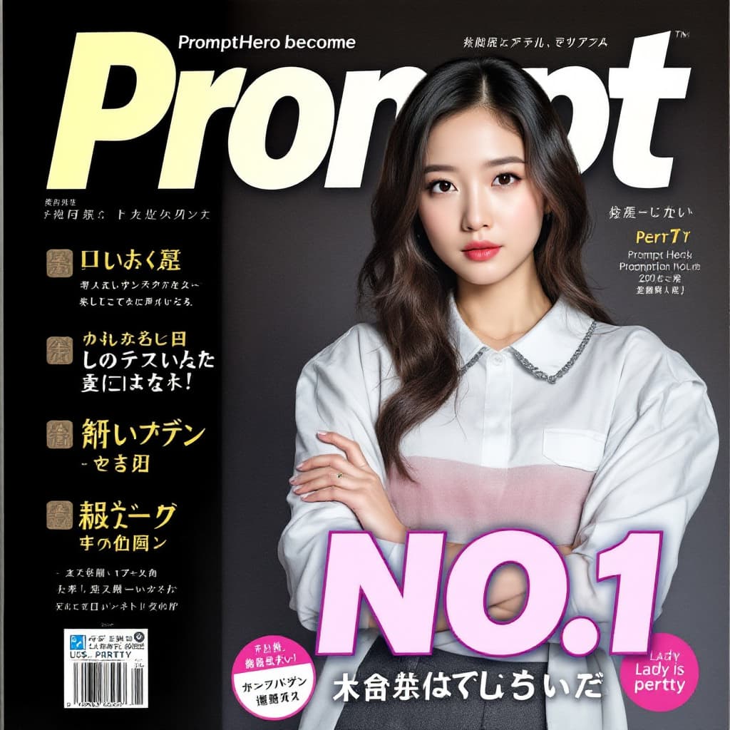 AI generated: The Magazine "Prompt", The cover page ,the headline is "PromptHero become NO.1 " and the cover lady ...
